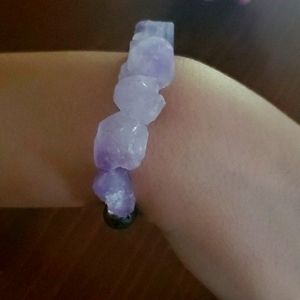 Amethyst & lava bead bracelet